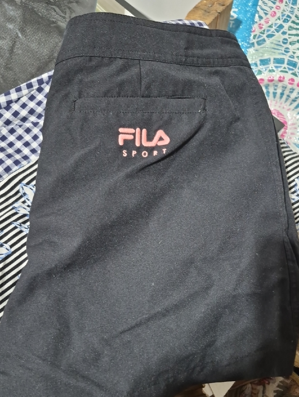 Fila Black Shorts with Pink Logo Embroidery